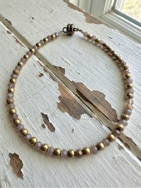 Gold and Taupe Beaded Women's Bracelet